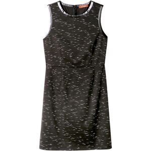 NWT Joe Fresh Faux Leather Trim Shift STRETCH Dress Black Heathered Sleeveless L